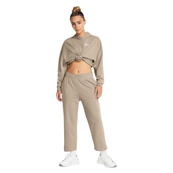 Under Armour Dames/Dames Rival Terry Joggers met wijde pijpen (Timber Wolf/Wit) - Image 1