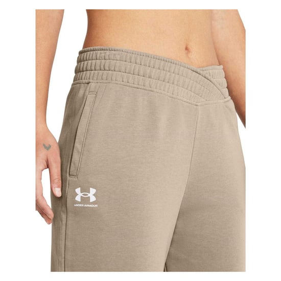 Under Armour Dames/Dames Rival Terry Joggers met wijde pijpen (Timber Wolf/Wit) - Image 4