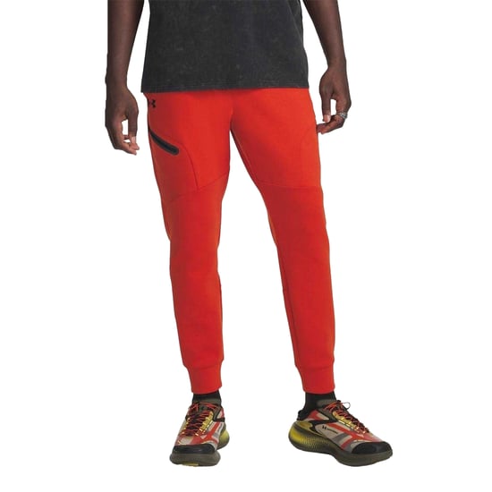 Under Armour Heren-joggingbroek van Unstoppable-fleece met ritszakken (Oranje) - Image 2