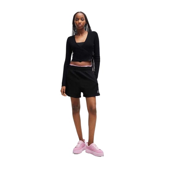 Hugo Dames/Dames Katoenen Elastische Taille Sweat Shorts (Zwart) - Image 5