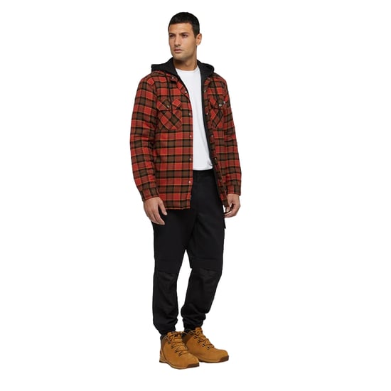 Dickies Heren Flanellen Overhemd met Capuchon (Rood Oker) - Image 1