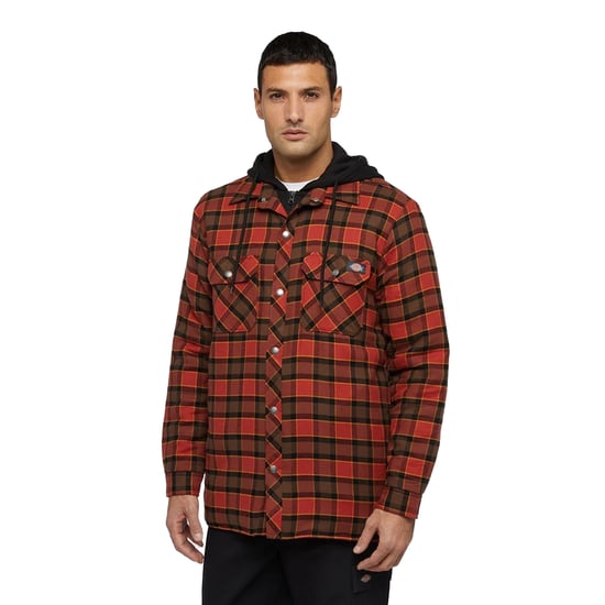 Dickies Heren Flanellen Overhemd met Capuchon (Rood Oker) - Image 2