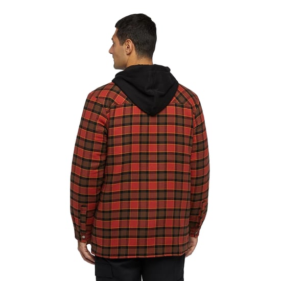 Dickies Heren Flanellen Overhemd met Capuchon (Rood Oker) - Image 3