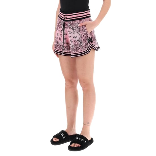 Amiri Dames/Dames Gebreide Bandana Basketbal Shorts (Roze/Zwart) - Image 3