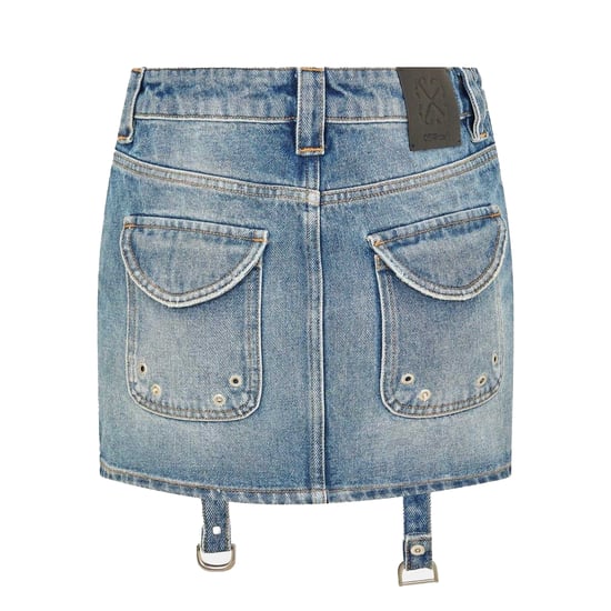Off-White Dames/Dames Cargo Denim Minirok (Vintage Blauw) - Image 3