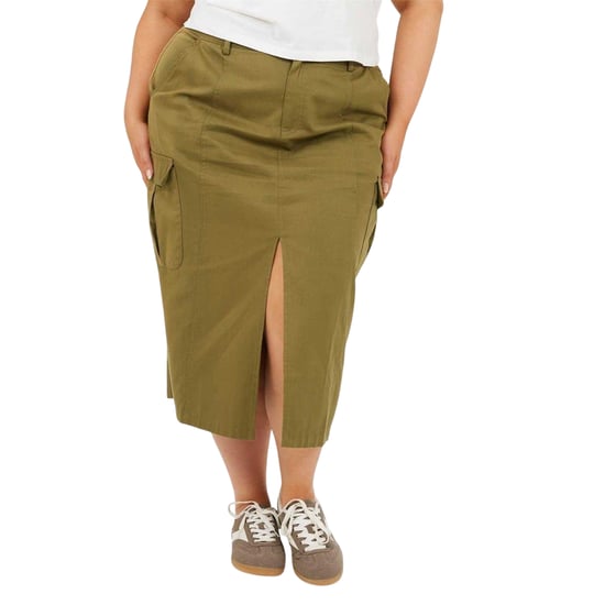 Brave Soul Denim Plus-cargorok voor dames (Kaki Groen) - Image 2