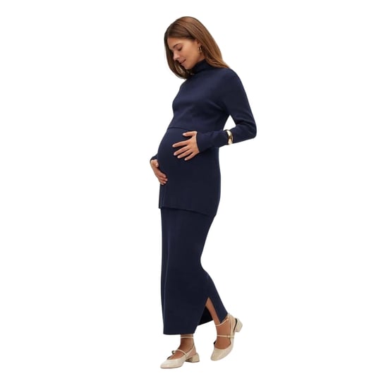 Mamalicious Geribde buisrok voor dames (Navy Blazer) - Image 1