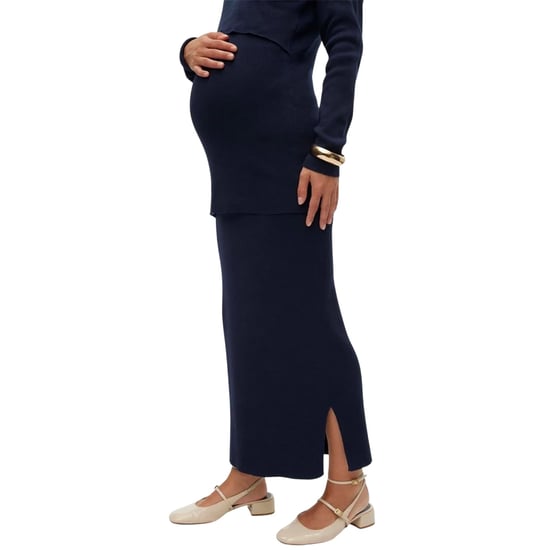 Mamalicious Geribde buisrok voor dames (Navy Blazer) - Image 5