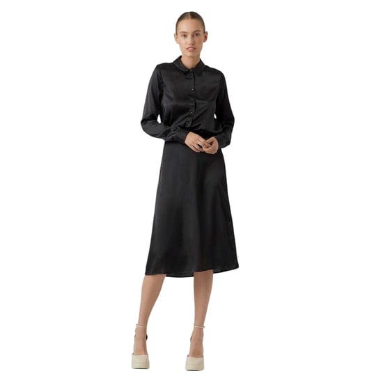 Vero Moda Dames/Dames Geweven Midi Rok (Zwart) - Image 1