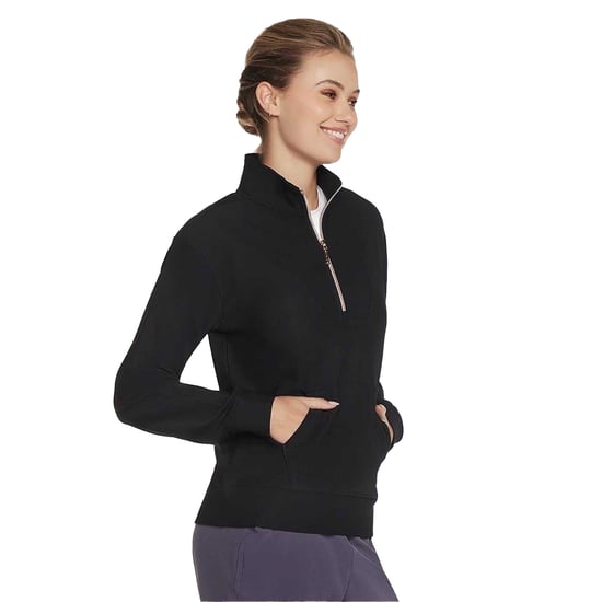 Skechers Dames/Dames GoLuxe geribbeld sweatshirt met kwart rits (Zwart) - Image 1