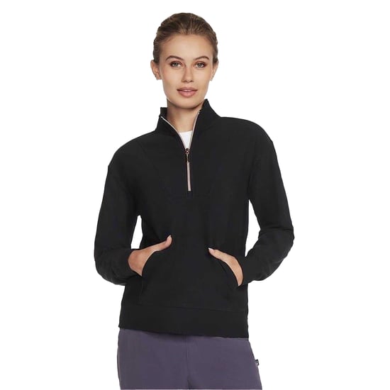 Skechers Dames/Dames GoLuxe geribbeld sweatshirt met kwart rits (Zwart) - Image 2