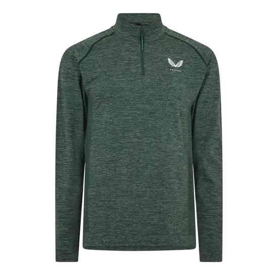 Castore Fleece-top met kwartritssluiting voor heren, met lichaamsgerichte pasvorm (Dennenhout/Grijs) - Image 1