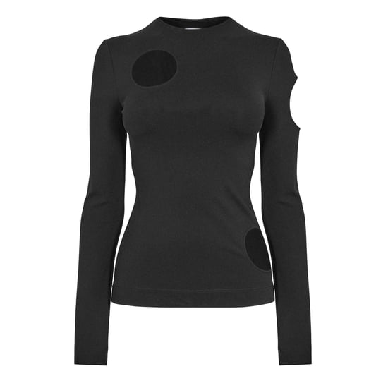 Off White Dames-top met uitsnijdingen en lange mouwen, model ‘Meteor’ (Zwart) - Image 1