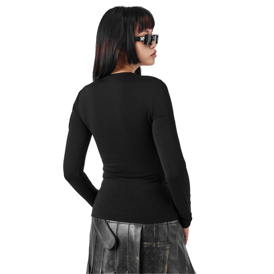 Off White Dames-top met uitsnijdingen en lange mouwen, model ‘Meteor’ (Zwart) - Image 4