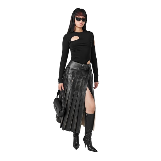 Off White Dames-top met uitsnijdingen en lange mouwen, model ‘Meteor’ (Zwart) - Image 5