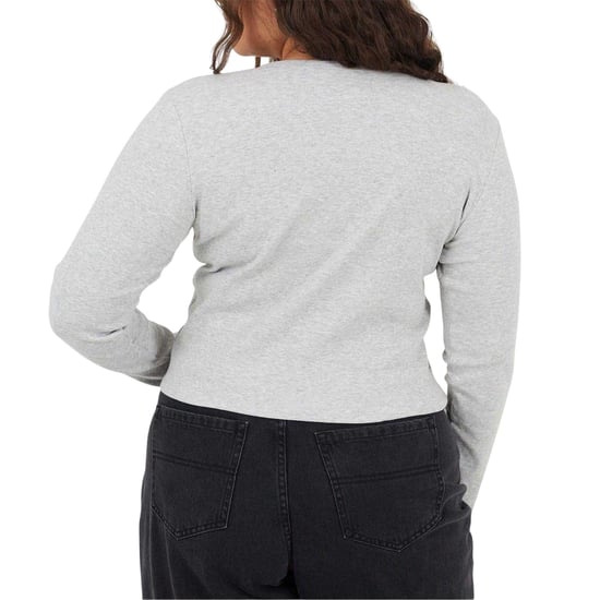 Brave Soul Dames Notch Neck Lange Mouwen T-Shirt (Grijs Marl) - Image 3