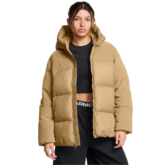 Under Armour Dames Limitless Ribfluwelen Gequilt Pufferjack (Bruin) - Image 5