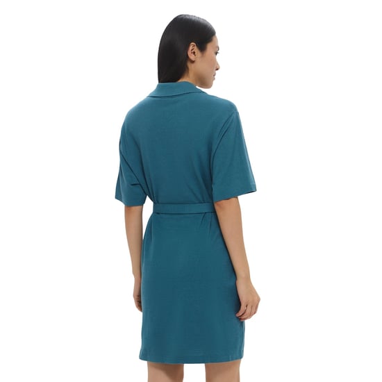 Lacoste Katoen-linnen overhemdjurk voor dames (Groen) - Image 3