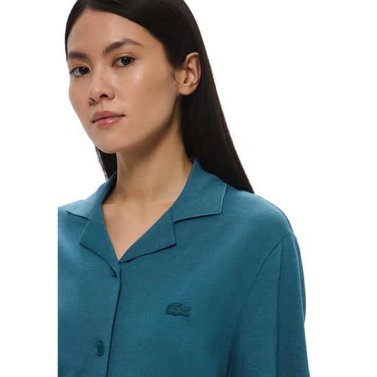 Lacoste Katoen-linnen overhemdjurk voor dames (Groen) - Image 5
