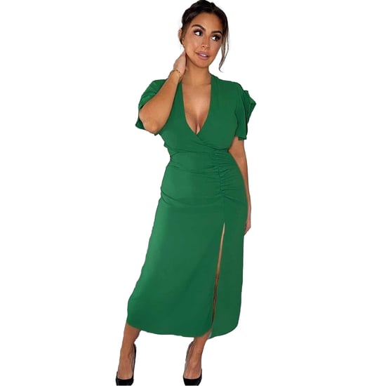 AX Paris Dames/Rokjes Gerimpelde Splitzoom Midi Dress (Groen) - Image 3