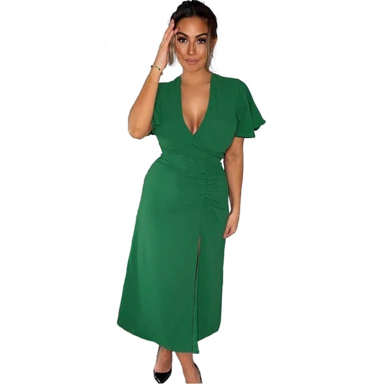 AX Paris Dames/Rokjes Gerimpelde Splitzoom Midi Dress (Groen) - Image 4