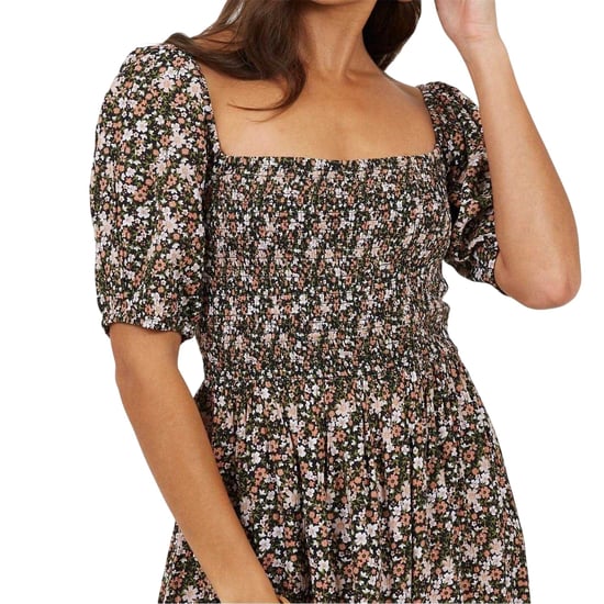 Brave Soul Mini-jurk voor dames met bloemenprint, vierkante halslijn en pofmouwen (Roze/Multikleurig) - Image 3