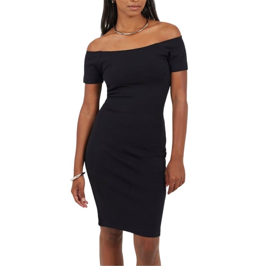 Brave Soul dames off-shoulder korte mouw bodycon jurk (zwart) - Image 1