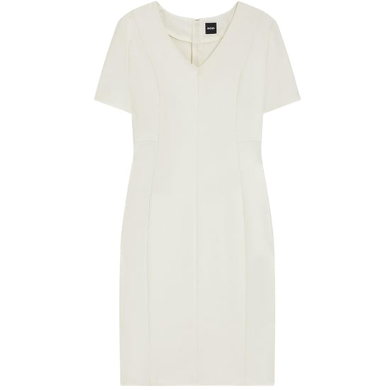 Boss Damaisa midi-jurk met V-hals, smalle pasvorm en korte mouwen voor dames (Wit) - Image 1