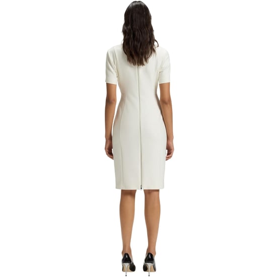 Boss Damaisa midi-jurk met V-hals, smalle pasvorm en korte mouwen voor dames (Wit) - Image 2
