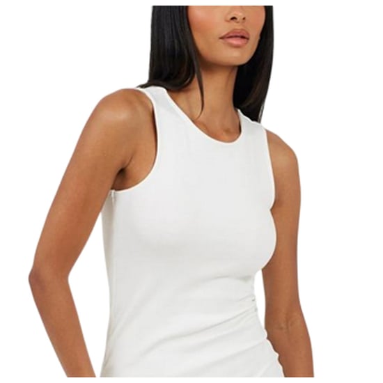 Brave Soul Dames Crew Neck Bodycon Mouwloze Mini Jurk (Wit) - Image 3