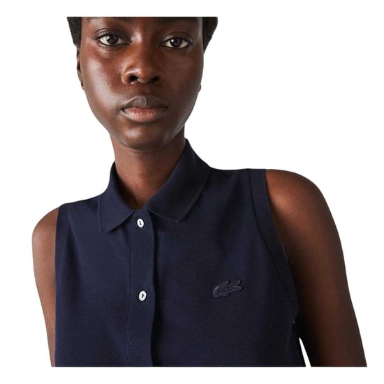 Lacoste T-shirtjurk met kraag voor dames (Marineblauw) - Image 3