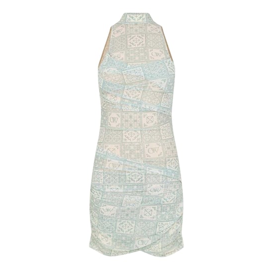 Off White Dames Tulle Hoge Kraag Slip Dress (Blauw/Wit) - Image 1