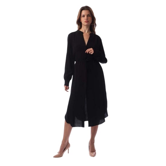 Boss Dibanorah midi-shirtjurk met V-hals en lange mouwen voor dames (Zwart) - Image 1