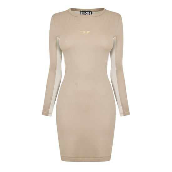 Diesel Mini-jurk met ronde hals en ovale uitsnijding voor dames (Beige) - Image 2