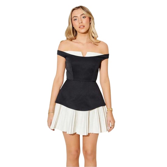 Odd Muse Dames Exclusieve No.1 Bardot Mini Jurk (Zwart/Wit) - Image 2