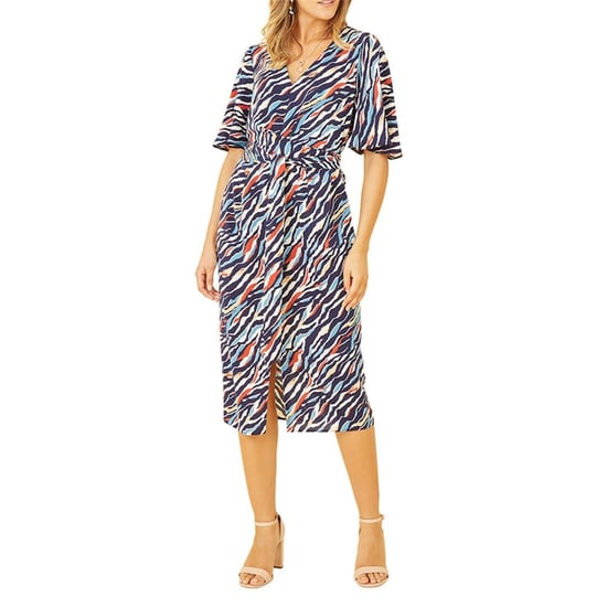 Yumi Wrapjurk met V-hals en zebraprint voor dames (Marine) - Image 1