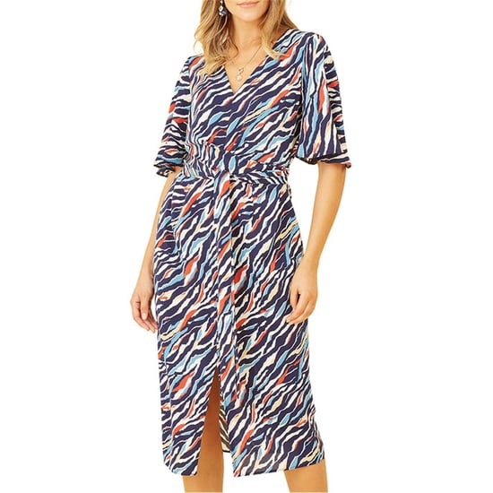Yumi Wrapjurk met V-hals en zebraprint voor dames (Marine) - Image 4