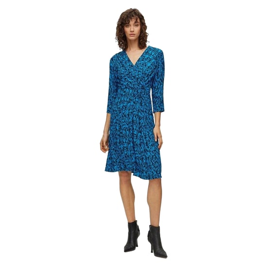 Boss Abstracte wikkeljurk met V-hals voor dames (Blauw) - Image 3