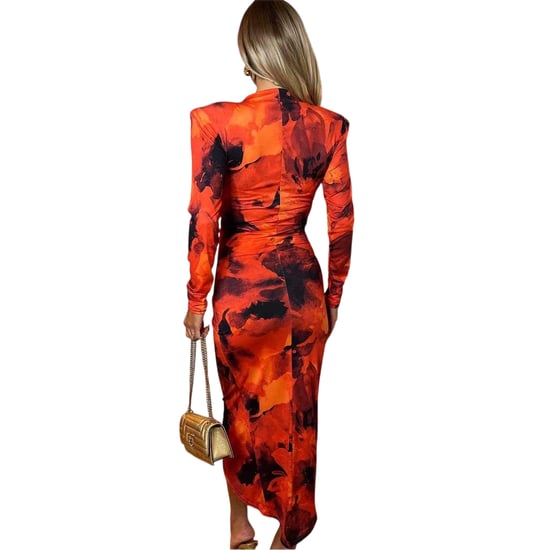 AX Paris Damesjurk met bloemenprint, lange mouwen en overslag (Rood) - Image 3