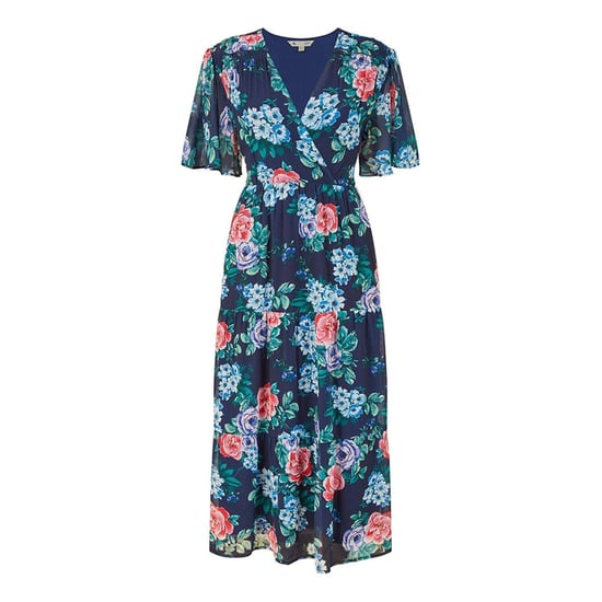 Yumi Dames/Dames Floral V Neck Midi Dress (Marine) - Image 1