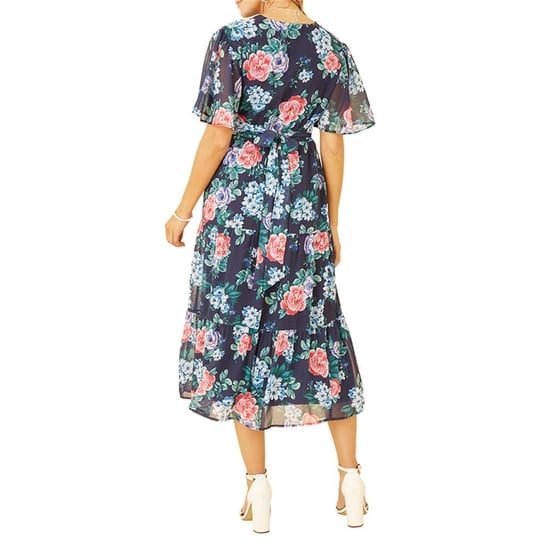 Yumi Dames/Dames Floral V Neck Midi Dress (Marine) - Image 2