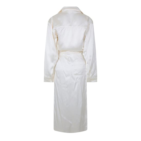 Off White Dames Chine Satijnen V-hals Wikkeljurk (Wit) - Image 2