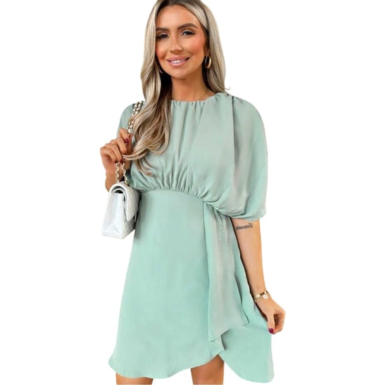 AX Paris Mini-jurk voor dames met gerimpelde schouders en vleermuismouwen (Eendenei) - Image 1