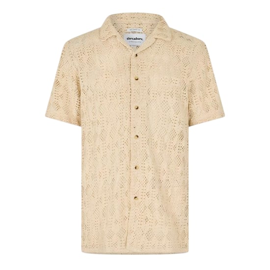 Threadbare Heren Rackes Slangenprint Korte Mouwen Shirt (Ecru) - Image 1