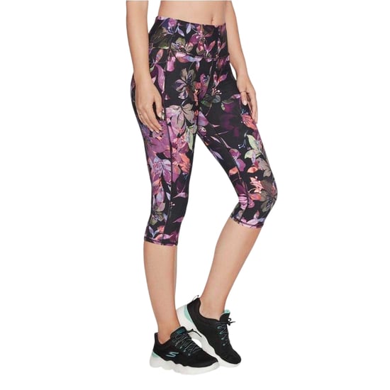 Skechers Dames Go Flex Bloemen Hoge Taille Workout Leggings (Zwart) - Image 1