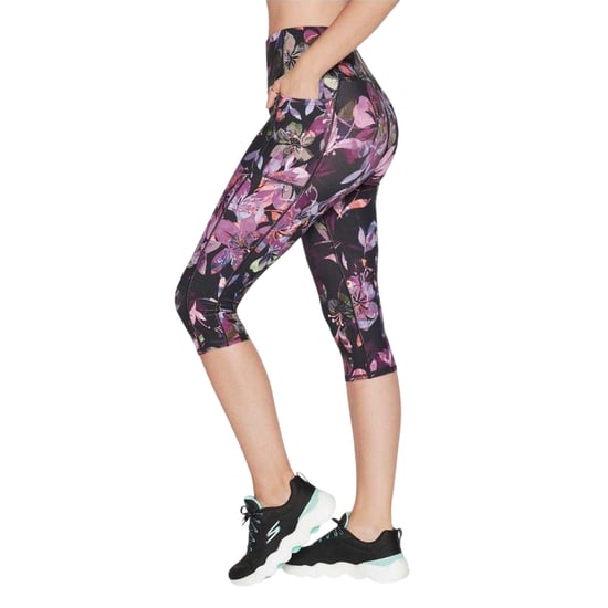 Skechers Dames Go Flex Bloemen Hoge Taille Workout Leggings (Zwart) - Image 3