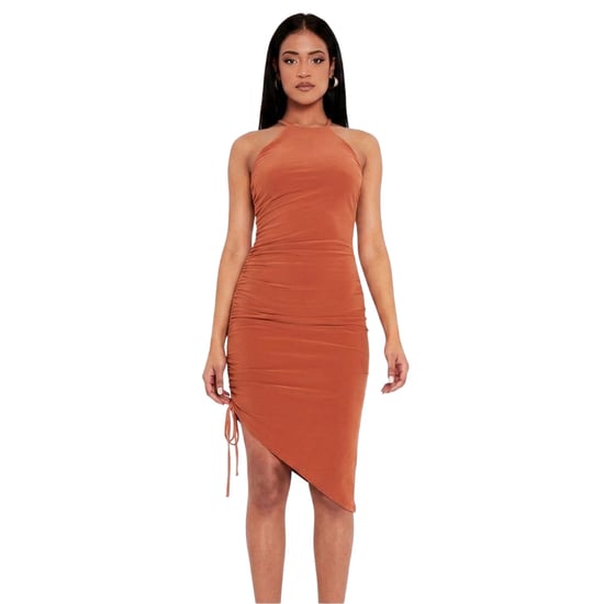 Missy Empire Midi-jurk met ruches en één schouder voor dames (Roest) - Image 1