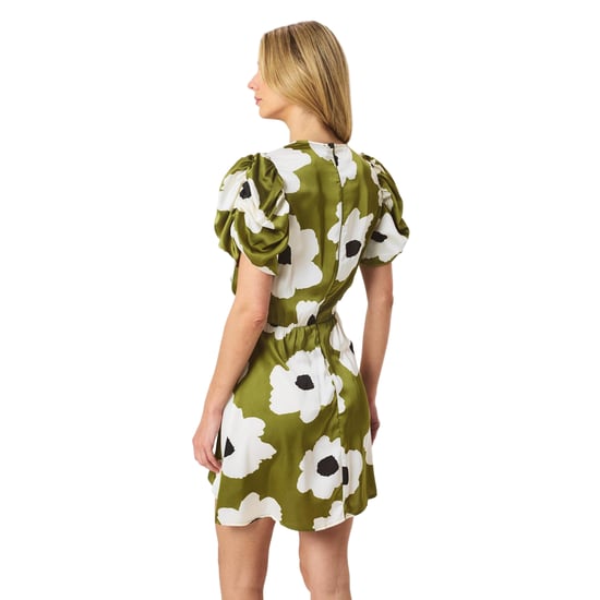 AX Paris Mini-avondjurk voor dames met bloemenprint, van polyester en met plooien aan de zijkant (Olijf) - Image 5