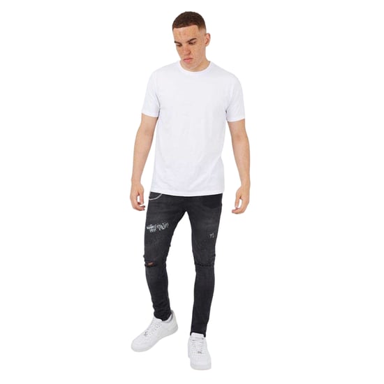 Brave Soul Herenjeans van denim met ketting en knoopsluiting (Donker houtskool) - Image 4