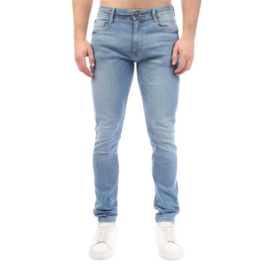 Duck and Cover Herenjeans van Maylead met katoen, denim en leren patches (Blauw) - Image 1
